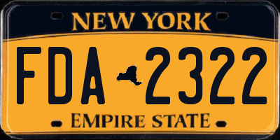 NY license plate FDA2322