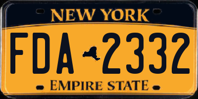 NY license plate FDA2332