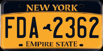 NY license plate FDA2362