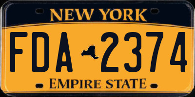 NY license plate FDA2374