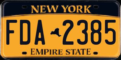 NY license plate FDA2385