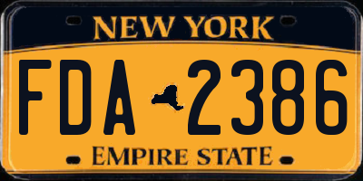NY license plate FDA2386