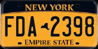 NY license plate FDA2398