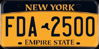 NY license plate FDA2500