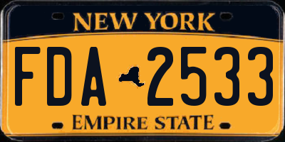 NY license plate FDA2533