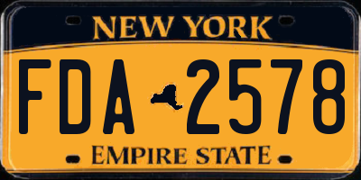 NY license plate FDA2578