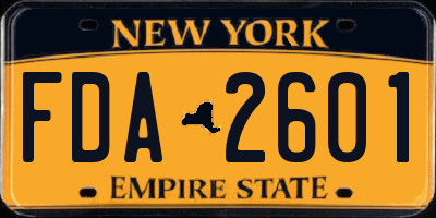 NY license plate FDA2601