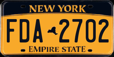 NY license plate FDA2702