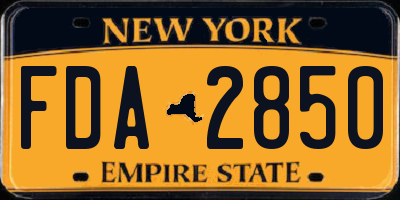 NY license plate FDA2850