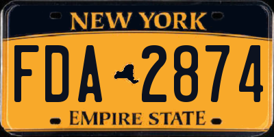 NY license plate FDA2874