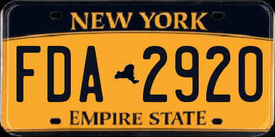 NY license plate FDA2920