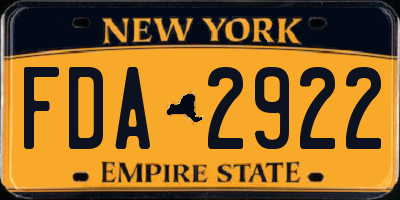 NY license plate FDA2922