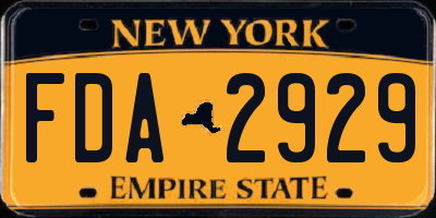 NY license plate FDA2929