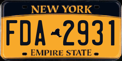 NY license plate FDA2931