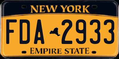 NY license plate FDA2933