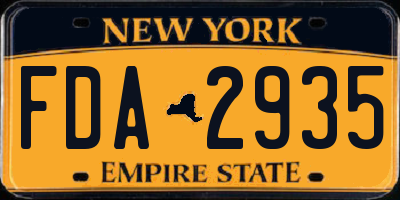NY license plate FDA2935