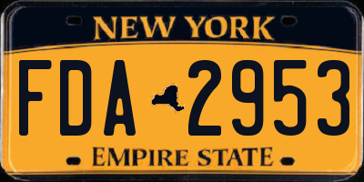 NY license plate FDA2953