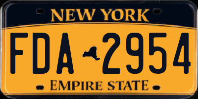 NY license plate FDA2954