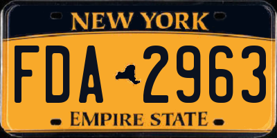 NY license plate FDA2963