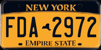 NY license plate FDA2972
