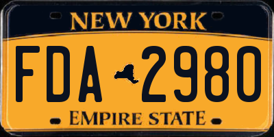 NY license plate FDA2980