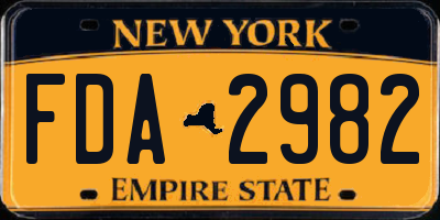 NY license plate FDA2982
