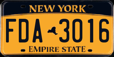 NY license plate FDA3016