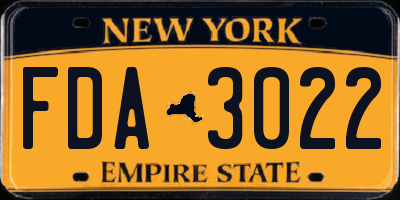 NY license plate FDA3022