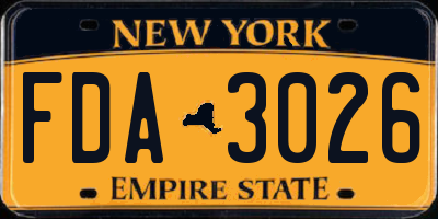 NY license plate FDA3026