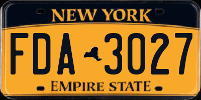 NY license plate FDA3027