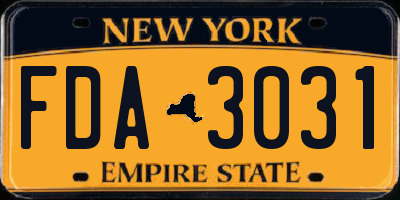 NY license plate FDA3031