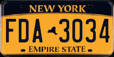NY license plate FDA3034
