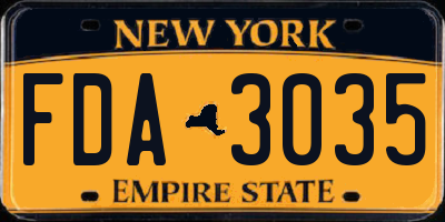 NY license plate FDA3035