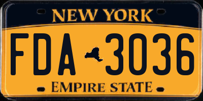 NY license plate FDA3036
