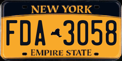 NY license plate FDA3058