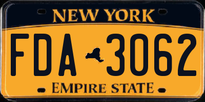 NY license plate FDA3062