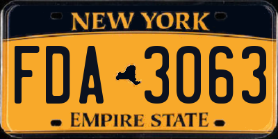 NY license plate FDA3063