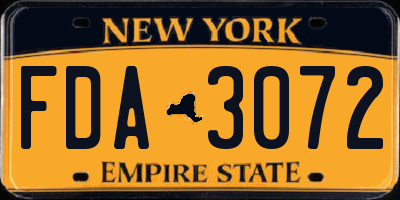 NY license plate FDA3072