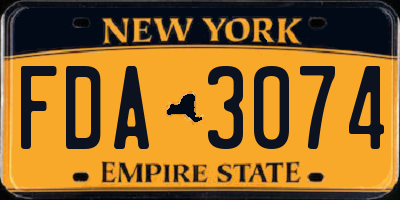NY license plate FDA3074