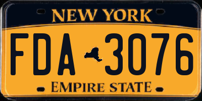 NY license plate FDA3076