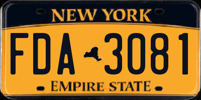NY license plate FDA3081