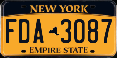 NY license plate FDA3087