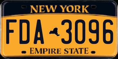 NY license plate FDA3096