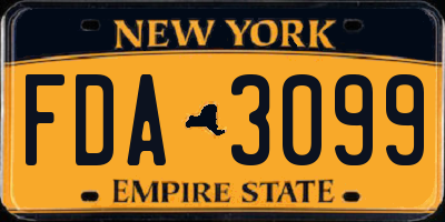 NY license plate FDA3099