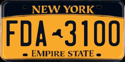 NY license plate FDA3100