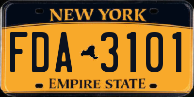 NY license plate FDA3101