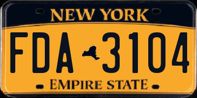 NY license plate FDA3104