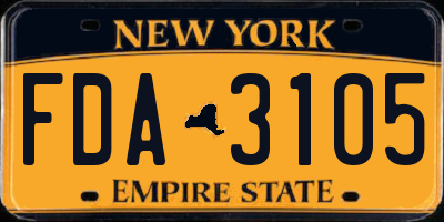 NY license plate FDA3105