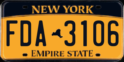NY license plate FDA3106