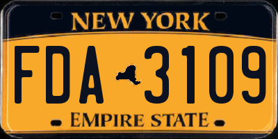 NY license plate FDA3109